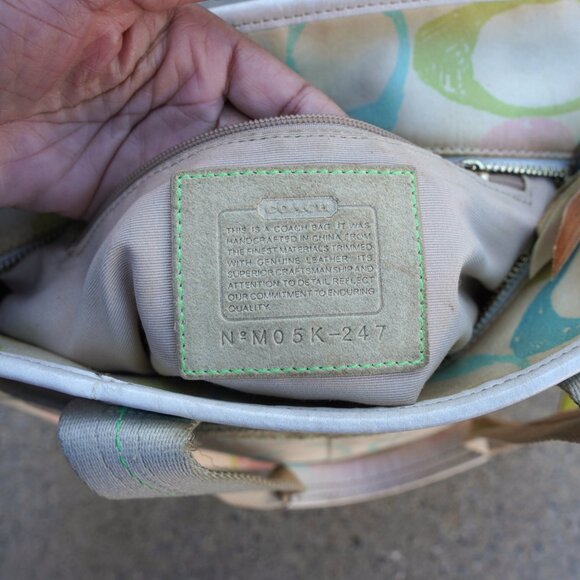 Y2K Vintage COACH Scribble Rainbow Monogram A-065 Large Tote Bag 13" Tags - Picture 3 of 13